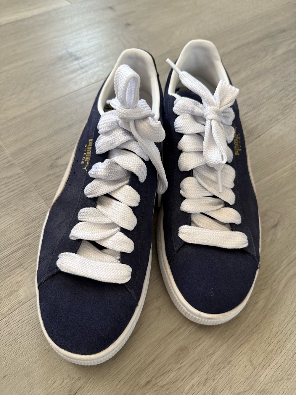 Puma Kids Navy and White Suede Casual Sneakers - Picture 2 of 6